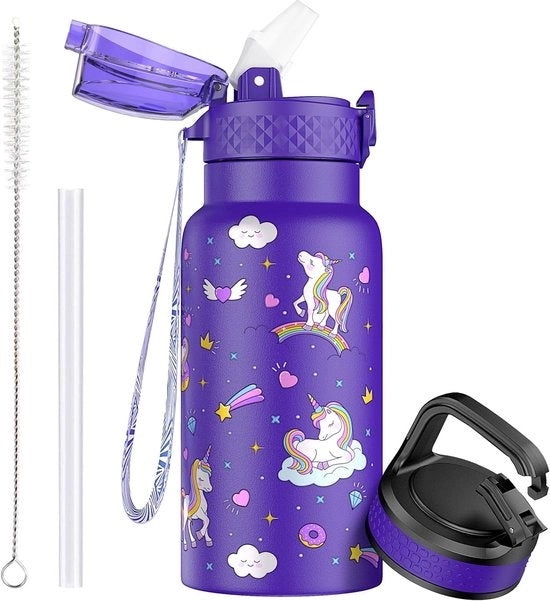 Bottiglia d'acqua isolata in acciaio inossidabile per bambini 500ml - a doppia parete e impermeabile