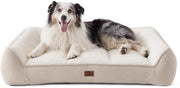 Hondenletto in Crème per Cani Grandi - 106x76cm, Sovrappensiero Idrorepellente con Pluche Sherpa morbido, Cuscino Antiscivolo per Cani