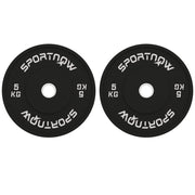 Set 2 Dischi Pesi da 5kg in Gomma con Foro da 2"/5 cm per Manubri e Bilancieri, Nero