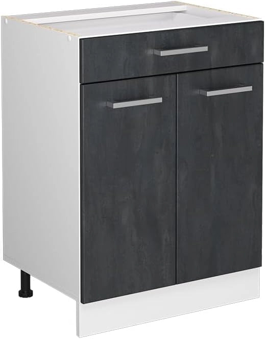 Frontale cucina R-Line, Calcestruzzo nero, 59.2 x 70.8 cm frontale del mobile per mobile base con cassetti