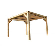 Pergola da giardino in legno 339x360 cm – Tettoia con tetto a doghe orientabili 12,2 m² – VT3436T Foresta