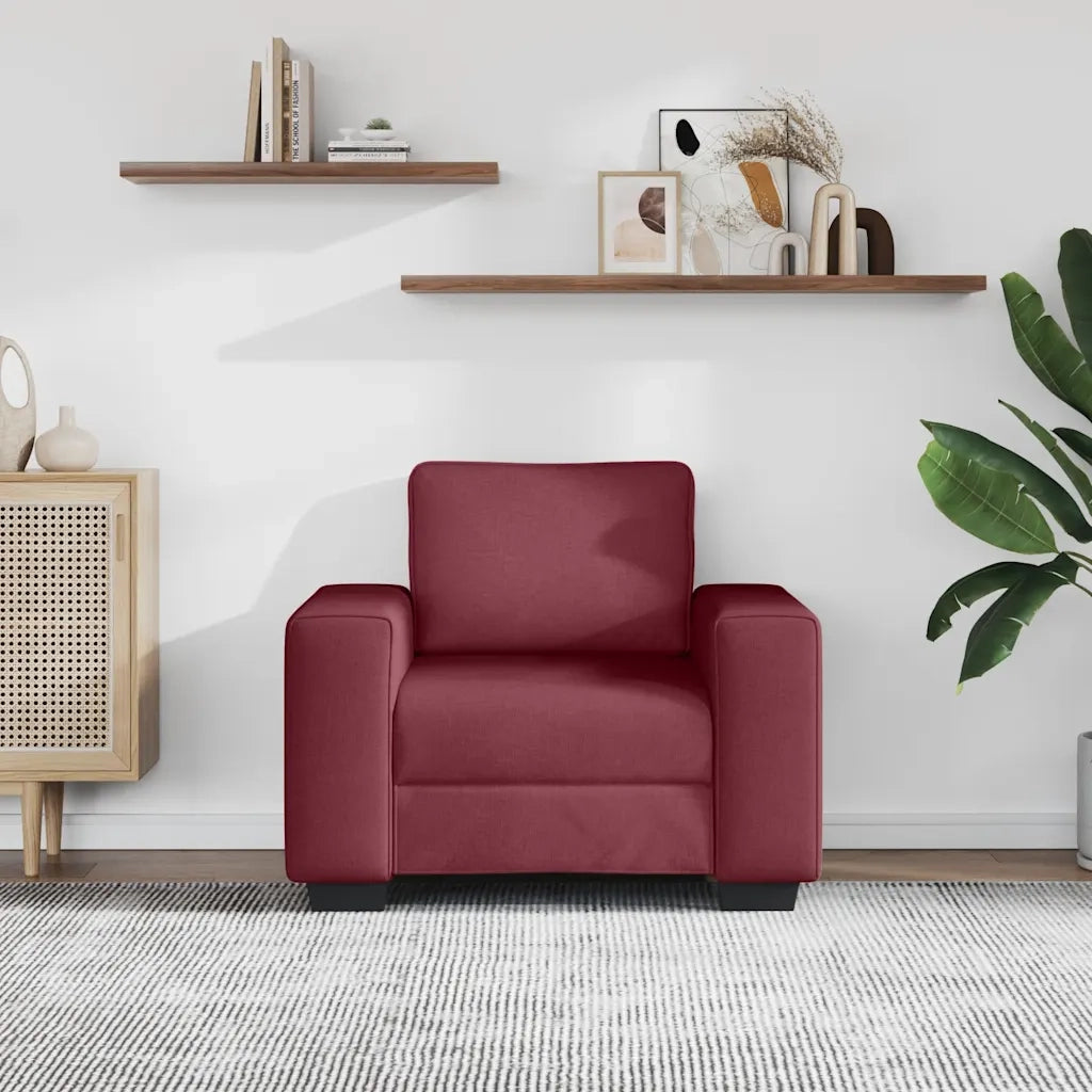 Poltrona | Sedia Relax Rosso Vino 100x77x82 cm in Tessuto