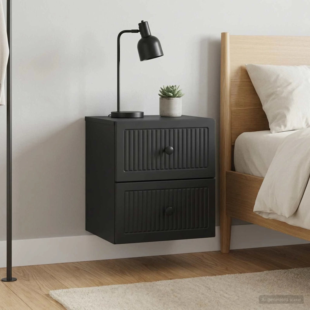 Mobiletto da notte a muro 2 pcs Nero 33 x 34,5 x 40 cm 897958