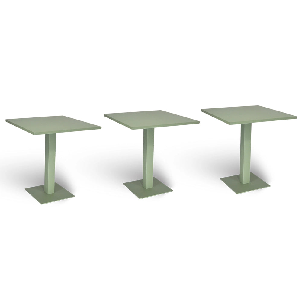 Tavolo da bar verde opaco cm 70 x cm 70 con piano in alluminio verniciato x 3