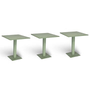 Tavolo da bar verde opaco cm 70 x cm 70 con piano in alluminio verniciato x 3