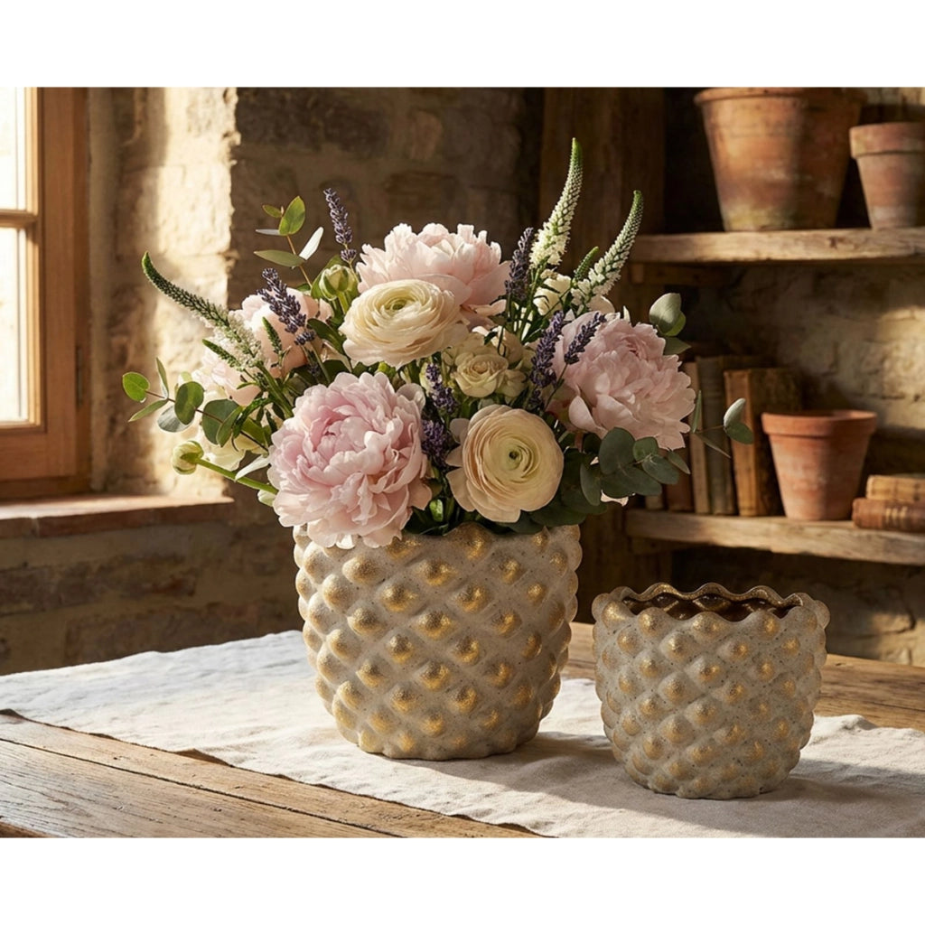 Set di 2 Vasi Decorativi VKH1023, Grigio, Ceramica, 23x23x18 cm
