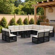 Set Divano da Giardino 14 pz Nero polyrattan 3435877