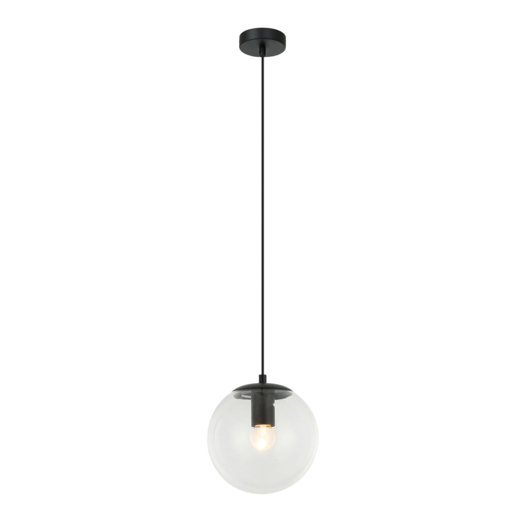 Sospensione Italux Sarpo nera vetro sfera Ø20 E27 40W