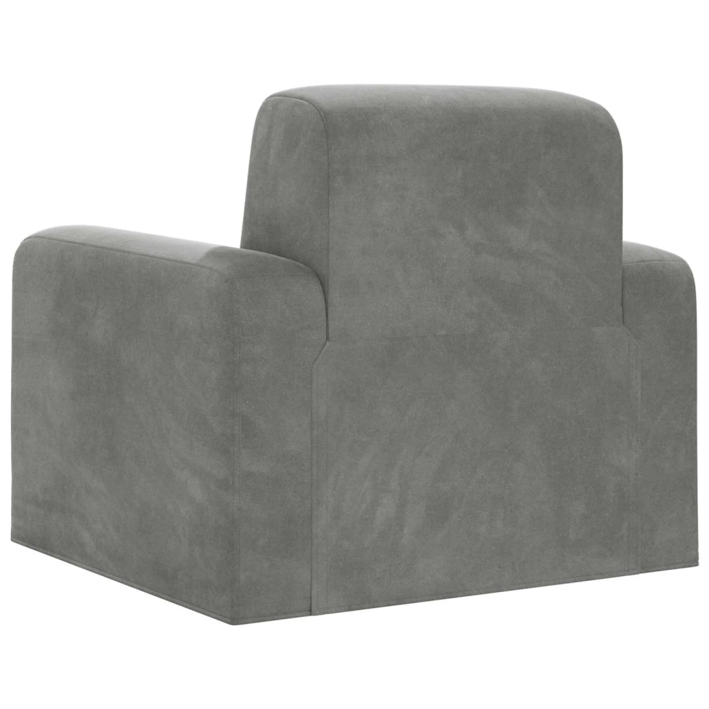 Poltrona-Divano Sedia-Poltroncina Grigio Chiaro Velluto 896214