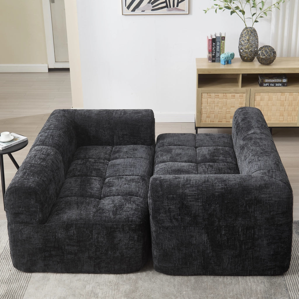 DIVANO Angolare 250x158x60 cm Chenille Nero
