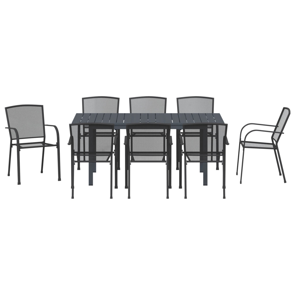 Set da Pranzo da Giardino 9 Pezzi Acciaio Anthracite