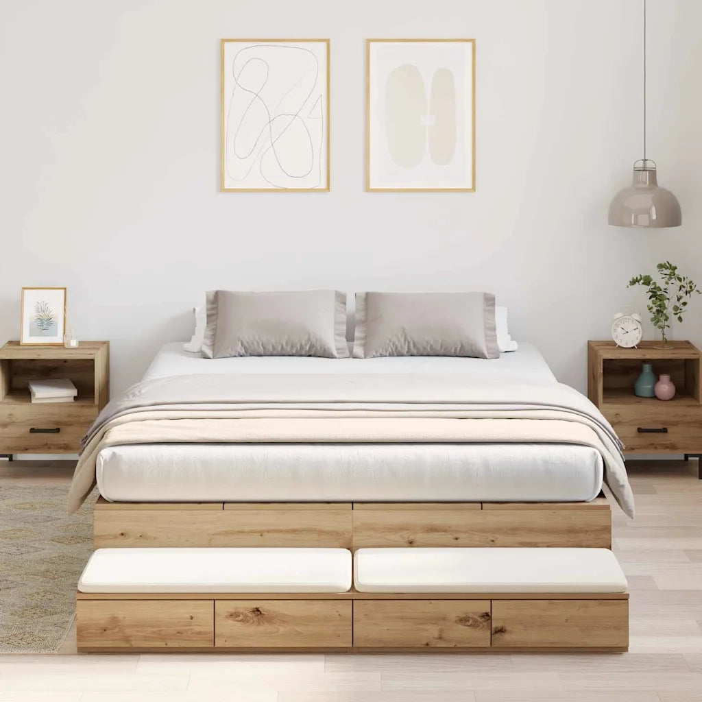 Struttura letto con contenitore Rovere artigianale 150 cm 3335652