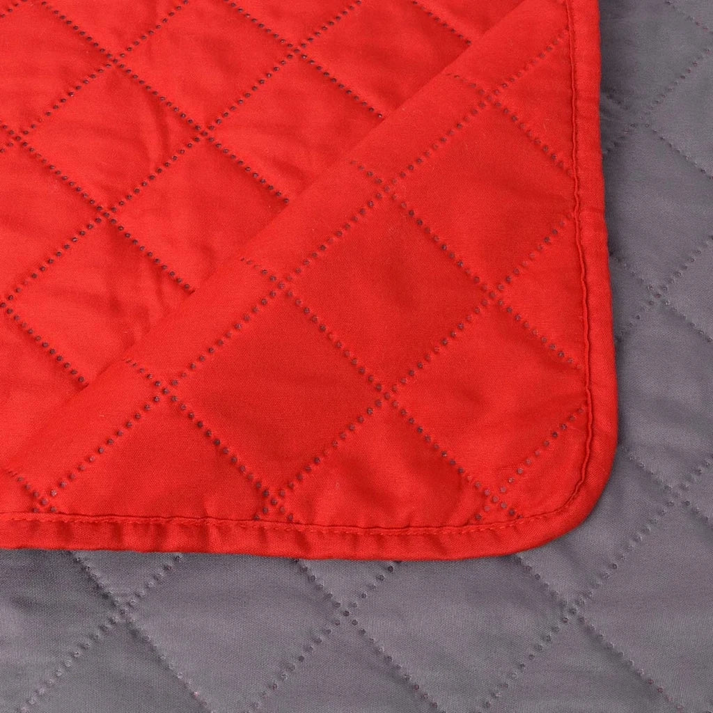 Copriletto Double-Face Trapuntato Rosso e Grigio 220x240 cm CFW8379538
