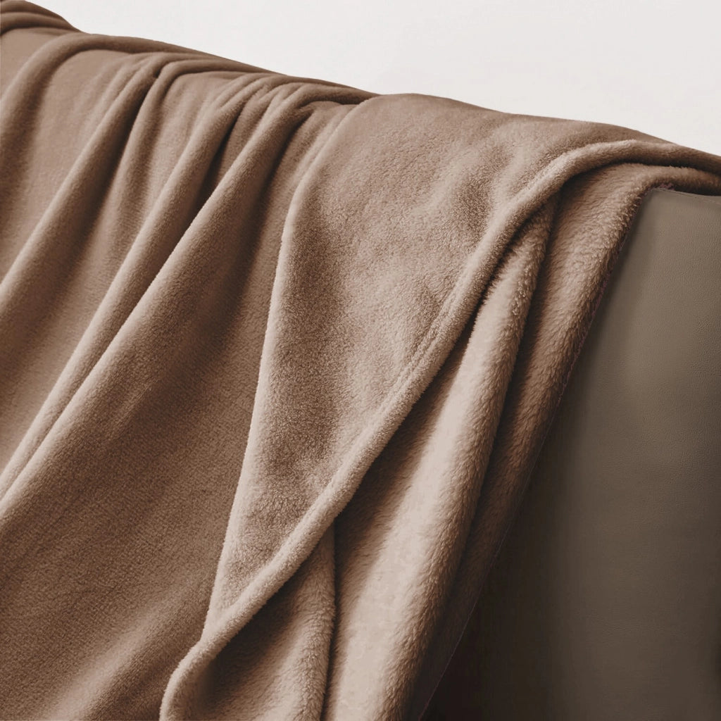 Coperta Plaid 200x220 cm Morbida Vellutata Pile Caldo Soffice Avvolgente Divano Letto Poltrona Beige