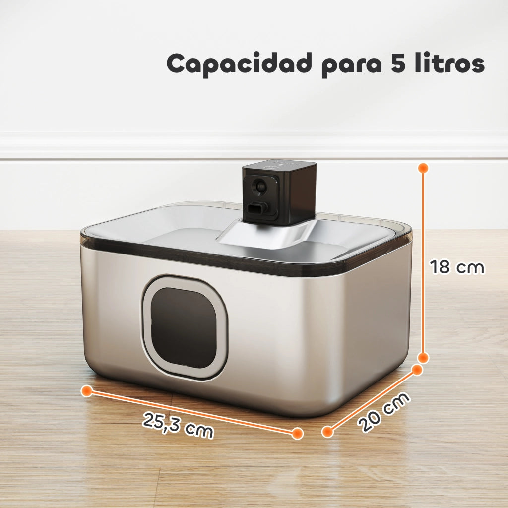 Fontana per Gatti Automatica ¨C zephmum ¨C Acciaio Inox 5L LED Filtro