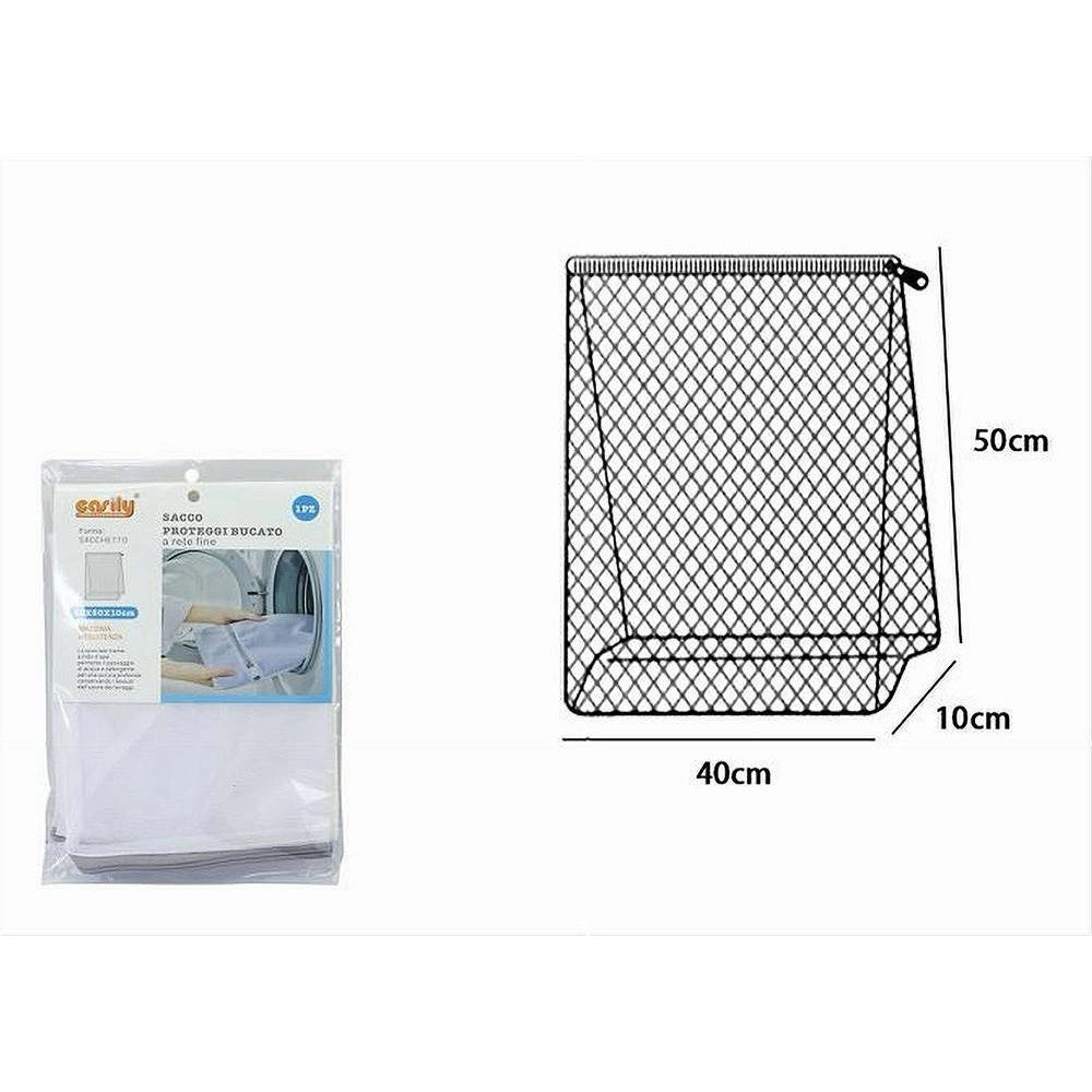 Trade Shop - Sacco A Rete Fine Forma A Sacchetto Lavatrice Proteggi Bucato Zip 50x40 Cm 59991 -