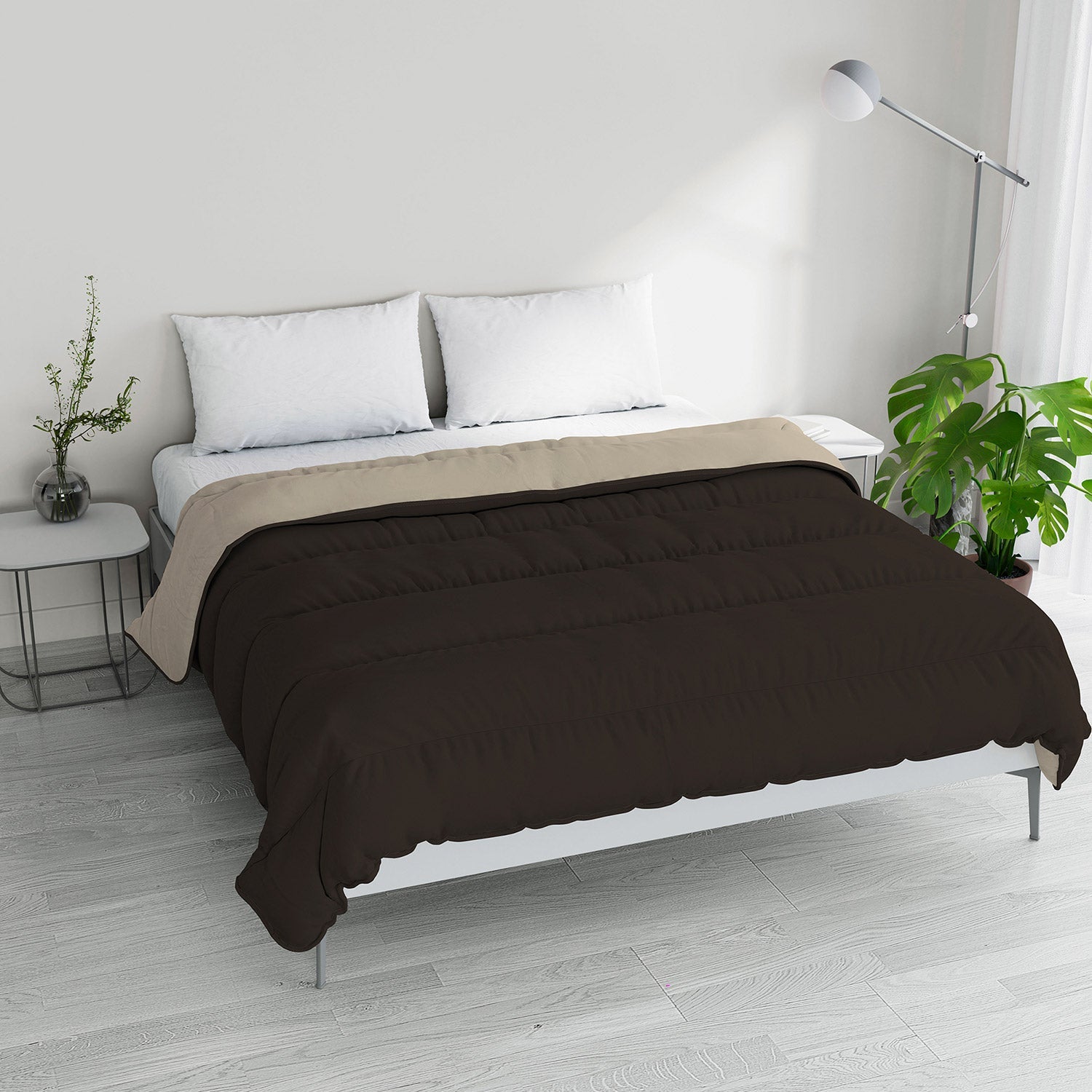 Piumino 1 Piazza e Mezzo Invernale in Microfibra 200gr Doubleface Pigna/Crema