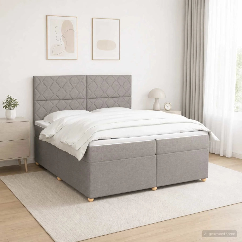 Letto box spring con materasso Tortora 200 x 200 cm Tessuto 3455438