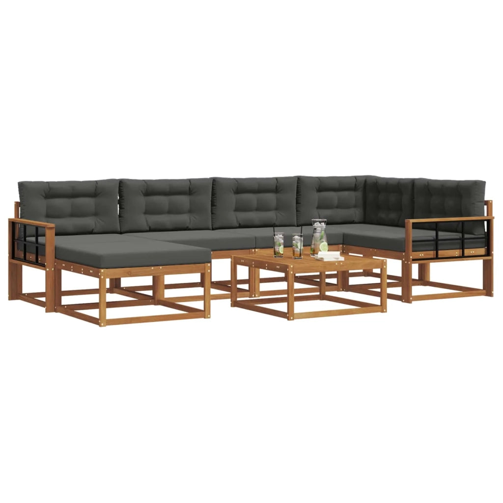 Set di divani da esterno con cuscino 7 pcs Naturale e Antracite 3367870