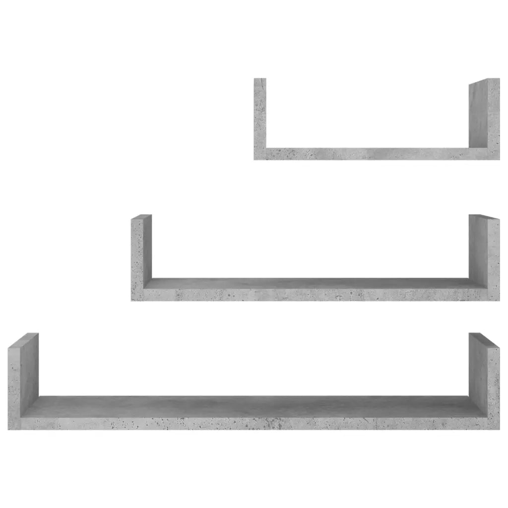 Mensole a Muro 3 pz Grigio Cemento in Legno Multistrato 800202