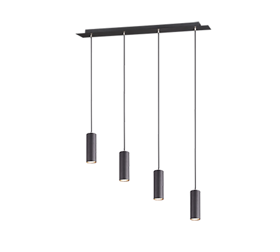 Lampada a sospensione 4 cilindri, metallo, nero, L 75 cm, Marley
