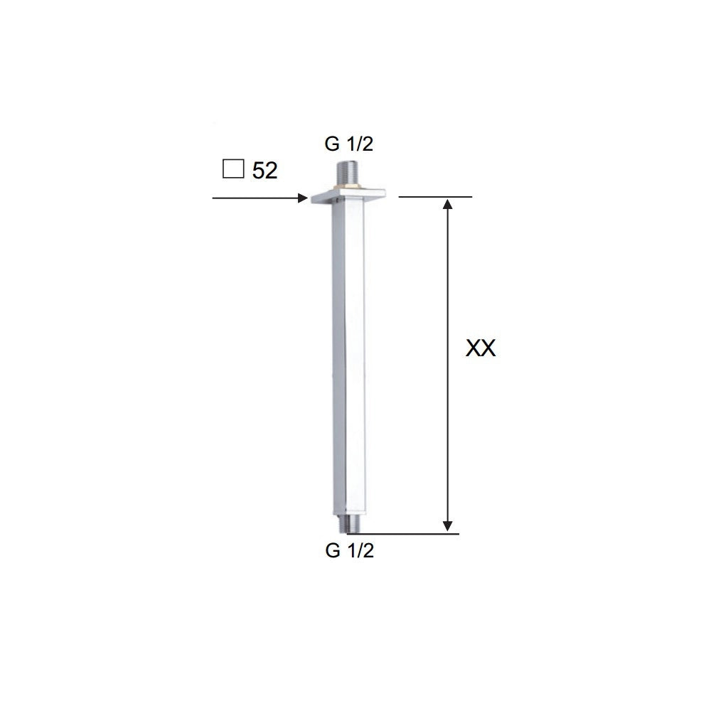 Braccio doccia da soffitto quadrato 40 cm
