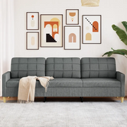 vidaXL Divano a 3 Posti Grigio Scuro 210 cm in Tessuto