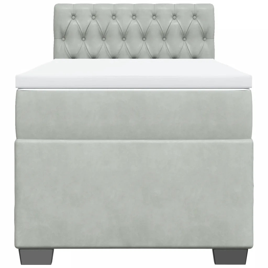 Giroletto a Molle con Materasso Grigio Chiaro 90x190 cm Velluto 3286192