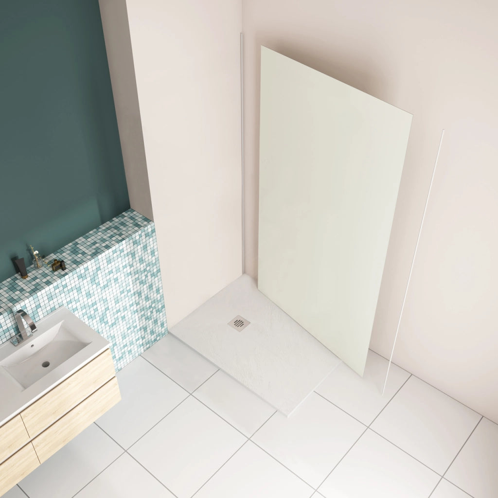 100x210 cm Pannello Doccia Realizzato in Alluminio Spessore 3mm con Profili Finitura Bianco Avorio per Rivestimento Parete Bagno