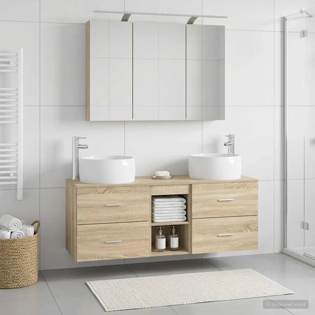 Set di mobili per il bagno 4 pcs Rovere Sonoma 3407017