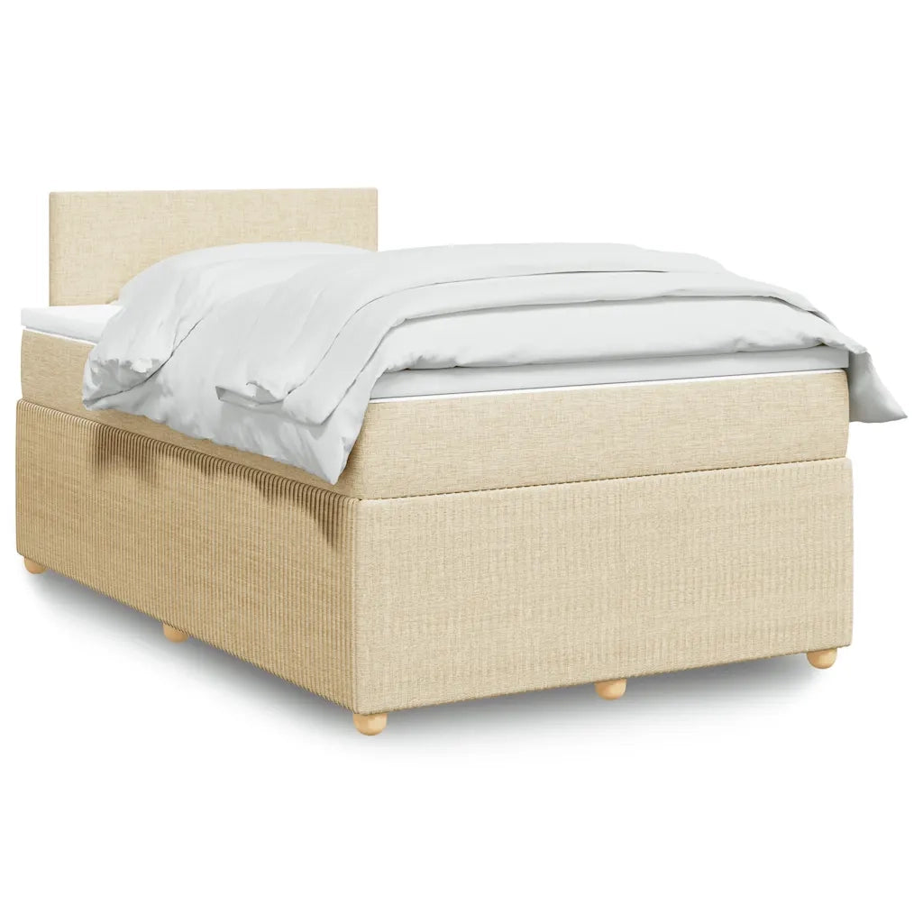 vidaXL Giroletto a Molle con Materasso Crema 120x190 cm in Tessuto