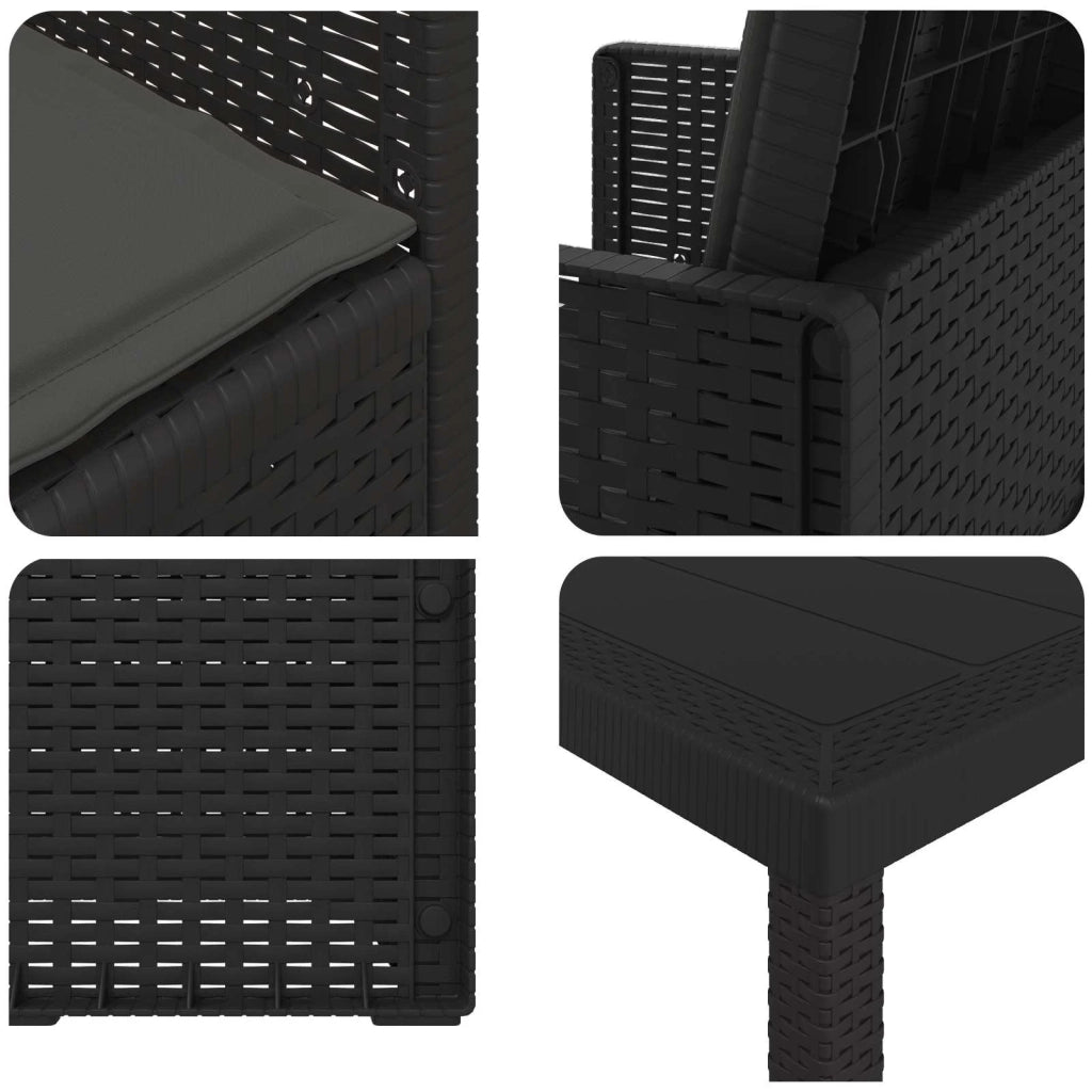 Set da Pranzo per Giardino con cuscino 5 pcs Antracite PP