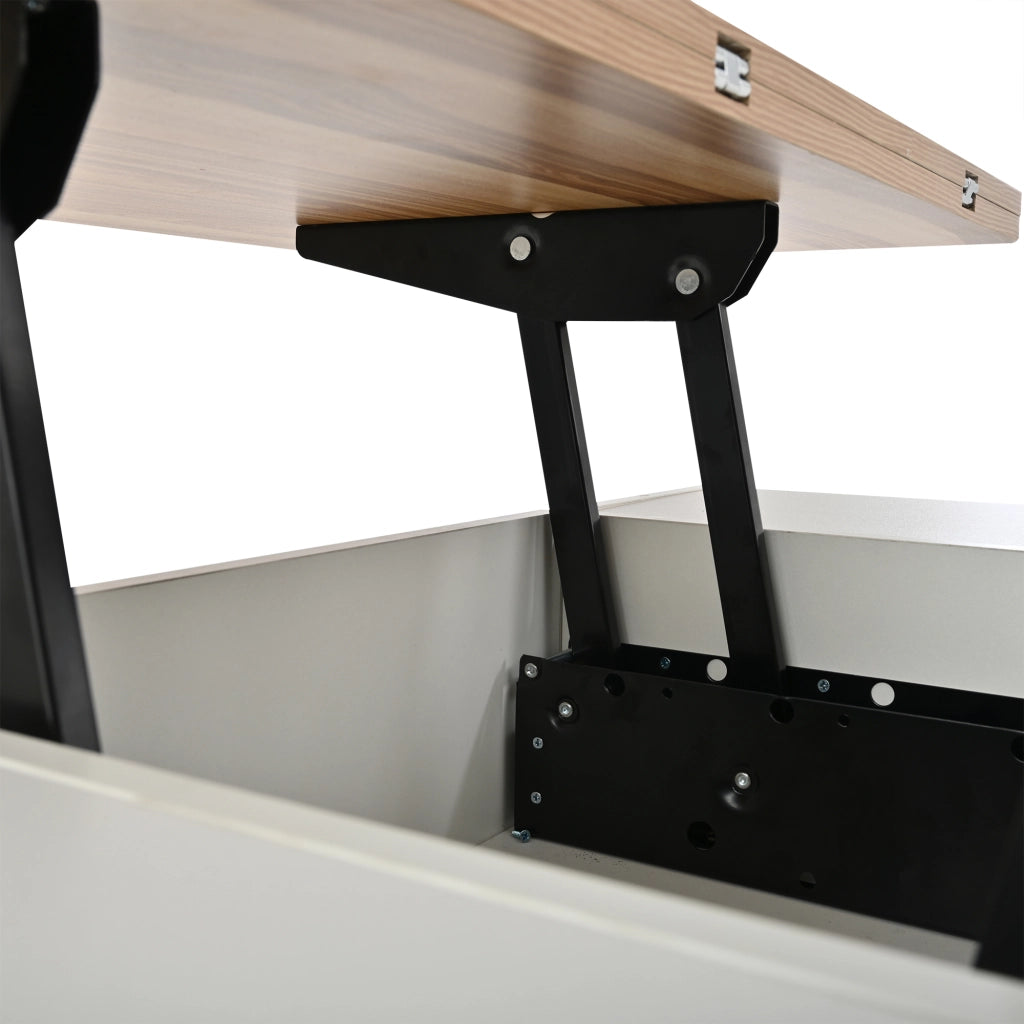 TAVOLO da caffè sollevabile 100x50 cm Bianco e effetto legno con 4 sgabelli