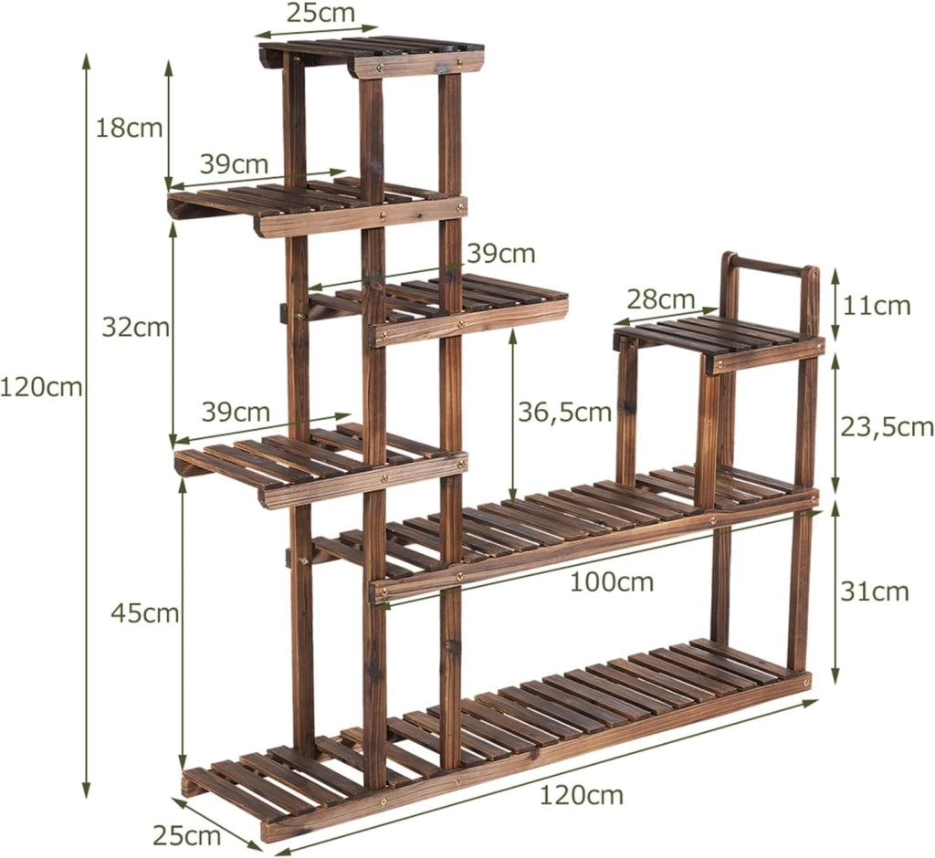 Porta Piante da Interno ed Esterno, Scaffale per Piante in Legno a 7 Livelli, Porta Vasi e Fiori da Balcone, Giardino e Salotto