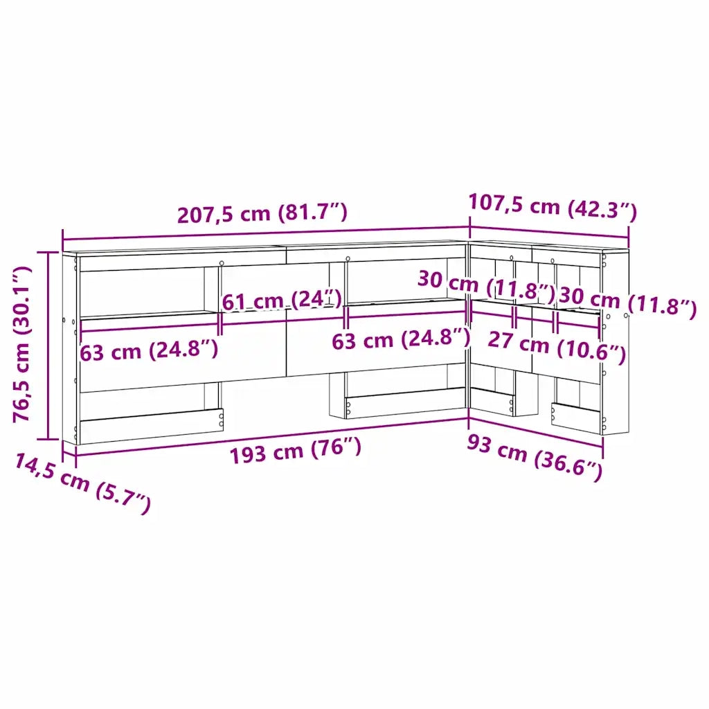 vidaXL Testata contenitore rovere artigianale 90 cm Legno multistrato