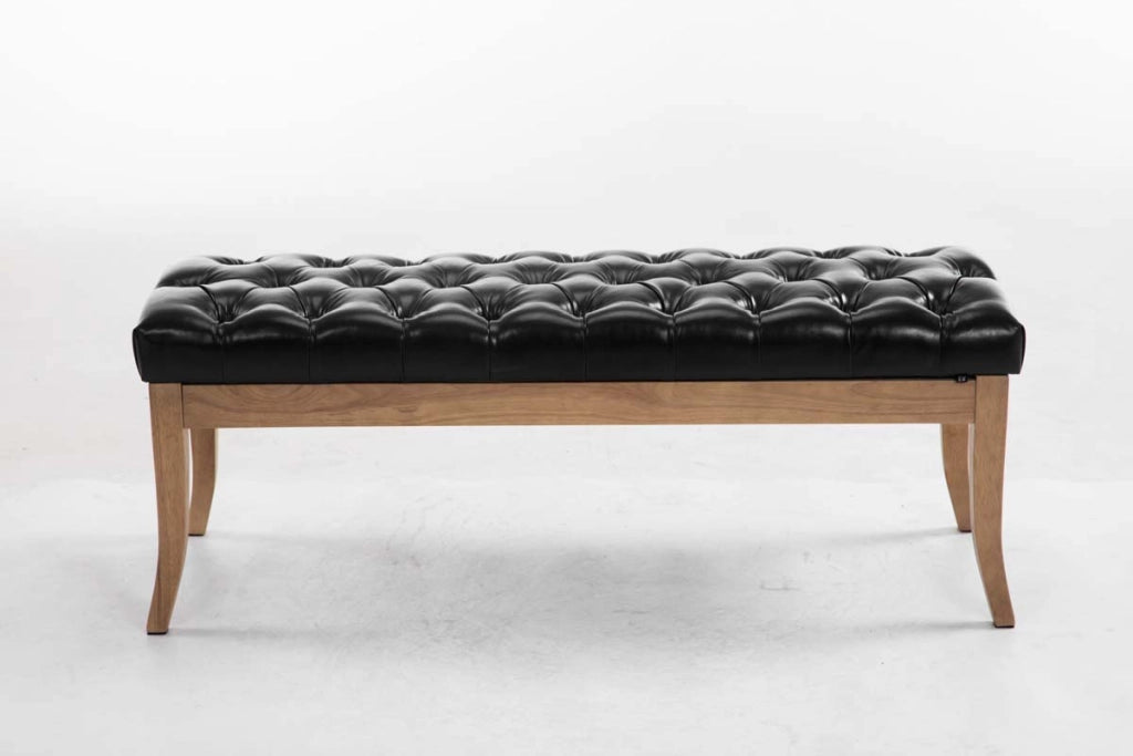 Panca design RAMSES in similpelle e legno chiaro antico nero,120 cm