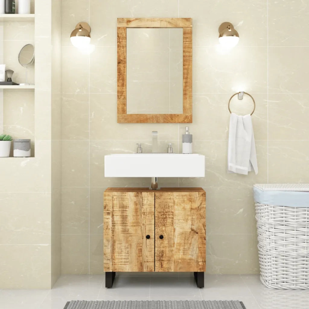 Specchio-Specchio Decorativo 70x50 cm in Legno Massello di Mango e Vetro 550611