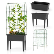 Set di fioriere rialzate con traliccio 76 x 37 x 189 cm irrigazione automatica design ergonomico nero 20_0019445