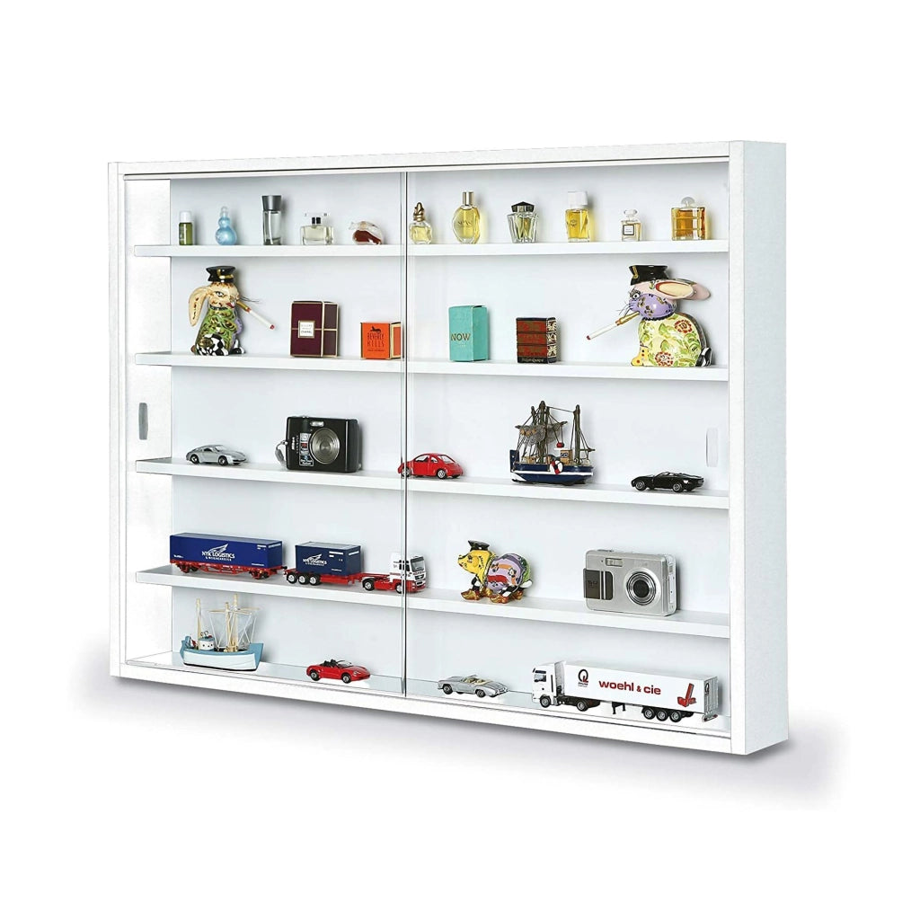Mobile Espositore Oulx, Vetrina 4 Ripiani, 60x80x10h cm Bianco