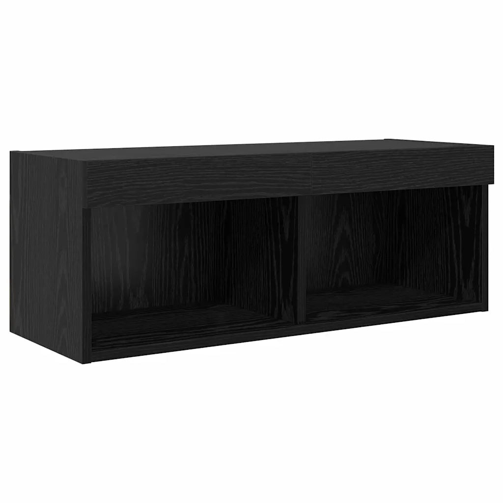 Mobile Porta TV a Muro 4 pz-Credenza per TV Rovere Nero Legno multistrato