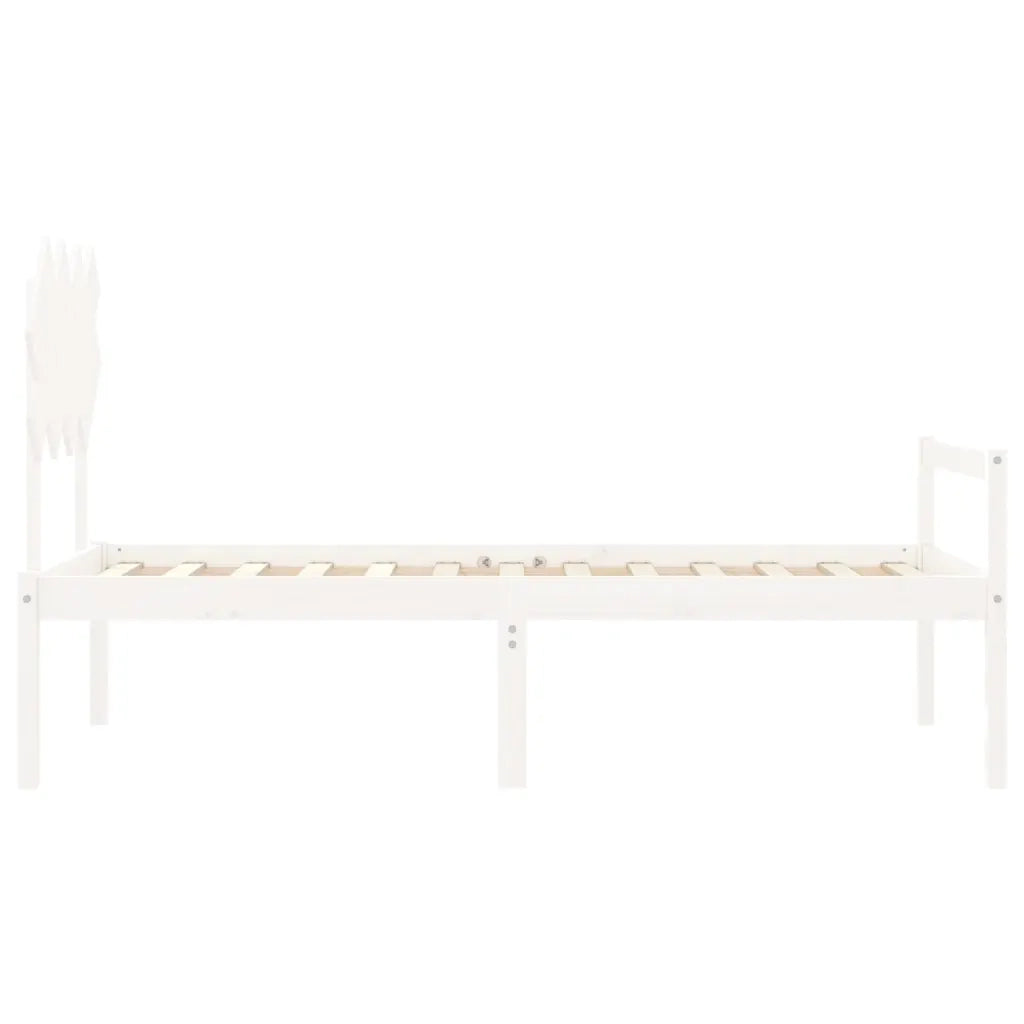 Letto per Anziani con Testiera-Struttura Letto per Anziani Bianco Single in Legno Massello 845113