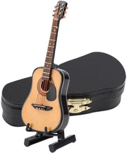 Miniatura chitarra in legno con standard e custodia - Ornamento da ufficio (10CM)