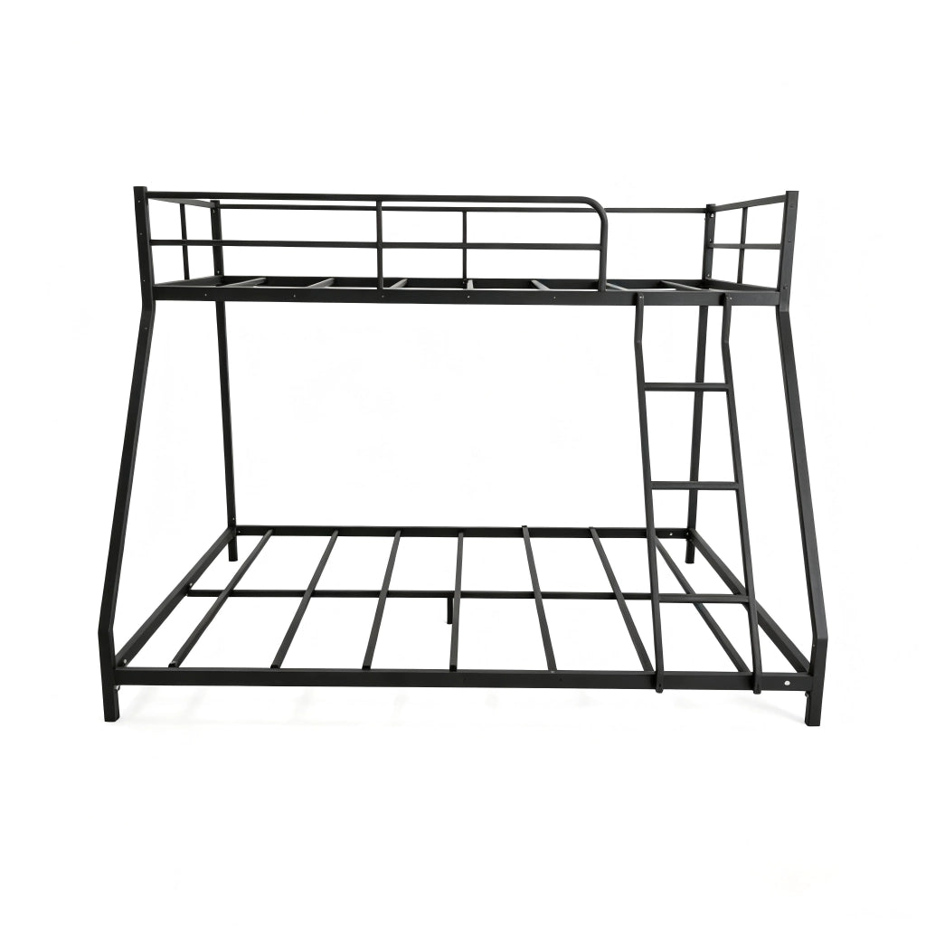 Letto a castello 2 posti 190×80 cm e 190×130 cm con scaletta e barriera di sicurezza; senza materasso; nero