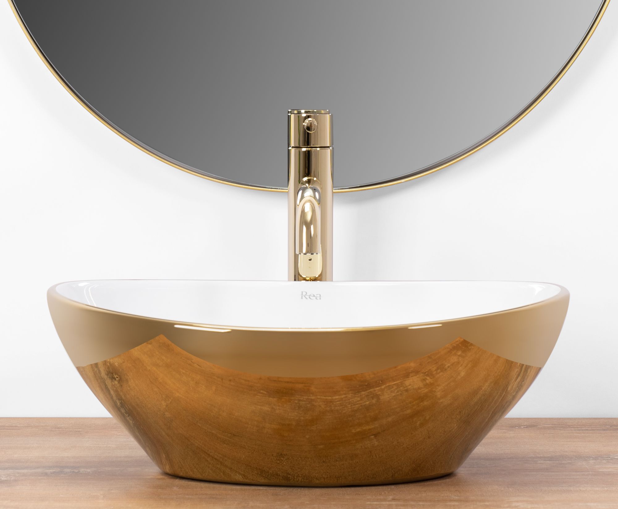 Lavabo Da Appoggio Rea Sofia Gold / White