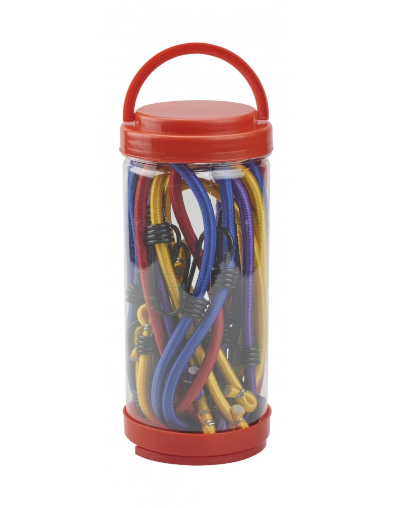 Tubo con 12 tenditori elastici con gancio Ø 8 mm, lunghezze assortite – THIRARD