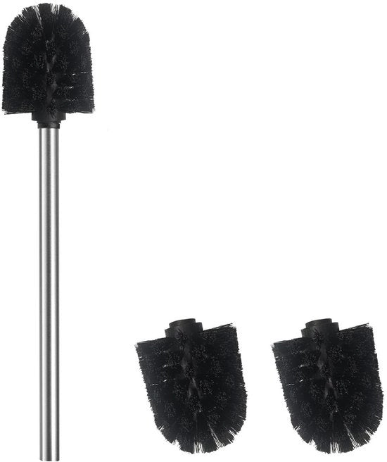 Toiletborstel a doppie testine, diametro 7 cm, in acciaio inossidabile 304 per la pulizia della toilette (PP, argento)