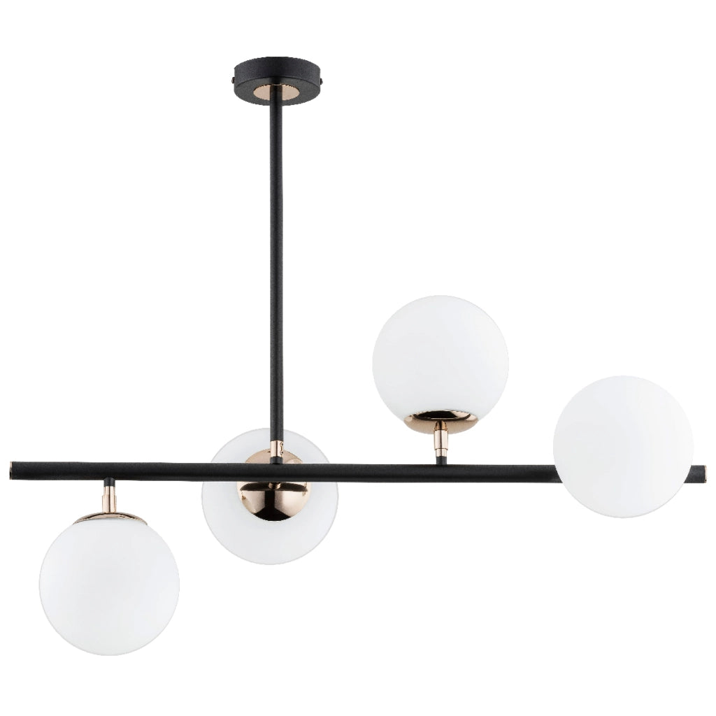 Lampada a sospensione LURO nero oro 4xE14 sfere bianche