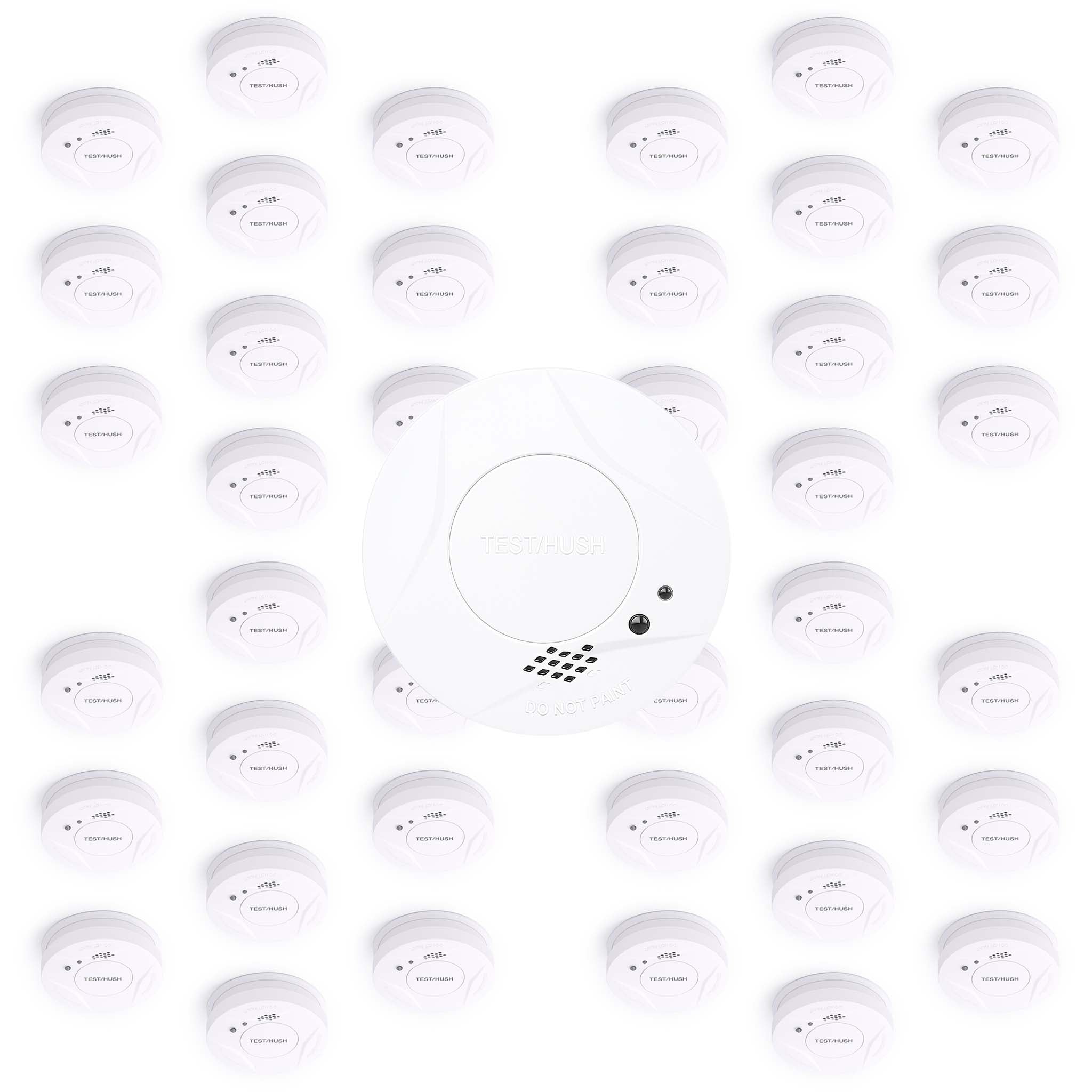 Set 40x Rilevatore di fumo con batteria fissa da 3 V, 10 anni senza manutenzione, allarme antincendio con funzione HUSH, sensore antifumo fotoelettrico affidabile con potenza sonora di 85 dB