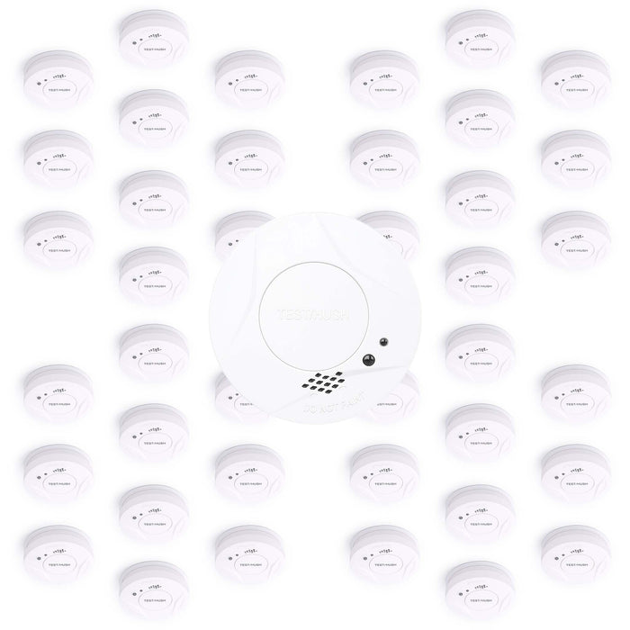 Set 40x Rilevatore di fumo con batteria fissa da 3 V, 10 anni senza manutenzione, allarme antincendio con funzione HUSH, sensore antifumo fotoelettrico affidabile con potenza sonora di 85 dB