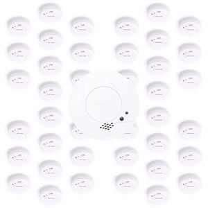 Set 40x Rilevatore di fumo con batteria fissa da 3 V, 10 anni senza manutenzione, allarme antincendio con funzione HUSH, sensore antifumo fotoelettrico affidabile con potenza sonora di 85 dB